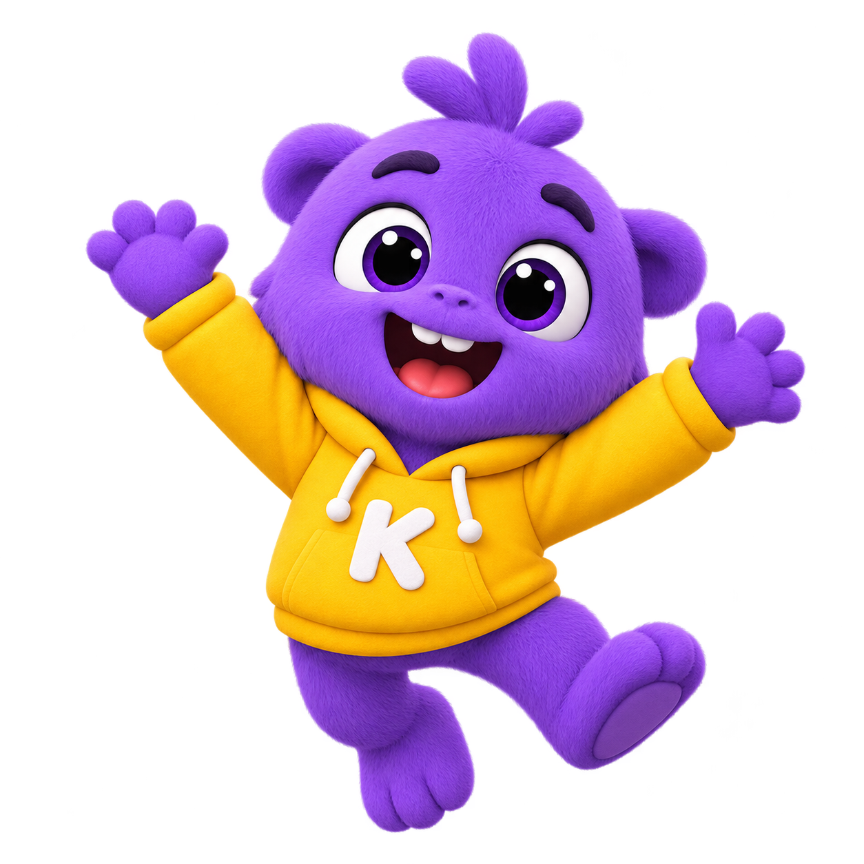 Маскот KROOKY радостно прыгает